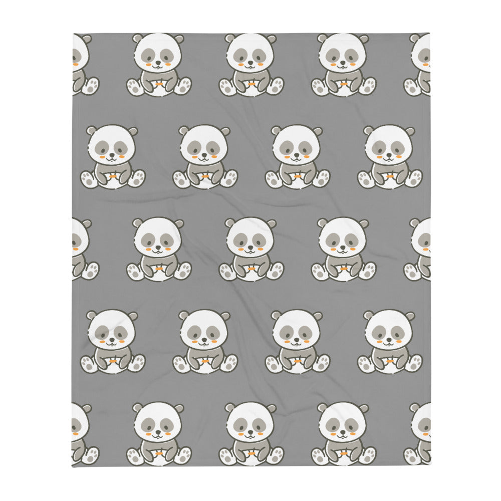 Gray Panda Throw Blanket